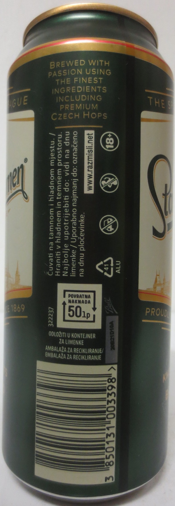 Staropramen EST. IN PRAGUE KNOWN FOR ITS BALANCED TASTE (HR) (50cl) (B/O) č.2