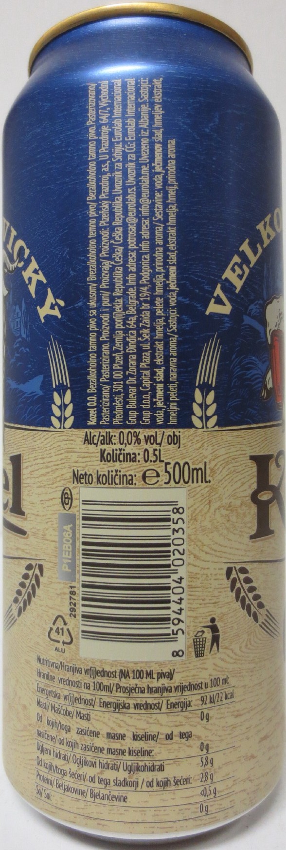 VELKOPOPOVICKÝ Kozel 1874 0,0% (SLO) (50cl) (B/O) č.1