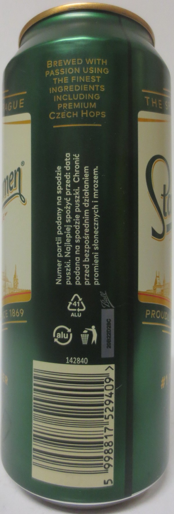 Staropramen EST. IN PRAGUE #1 PRAGUE BEER IN THE WORLD (PL) (50cl) (B/O) č.1