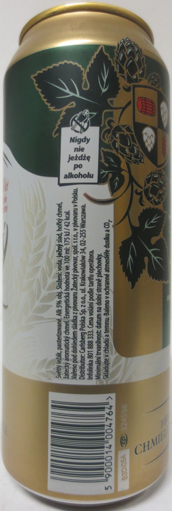 Žatecký světlý LEŽÁK 100% ŽATECKÉHO AROMATICKÉHO CHMELE (50cl) (B/O) č.4 