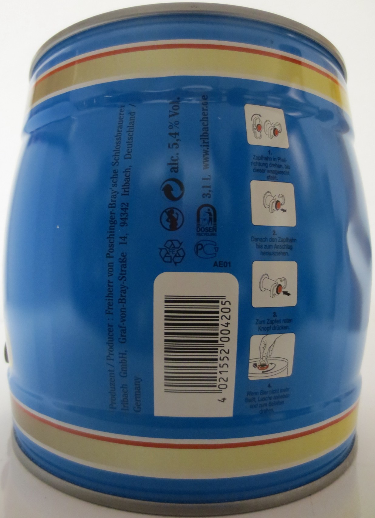 IRLBACHER PREMIUM Echt altbayrisches HEFE-WEISSBIER EXPORT (3,1L) Nr.1