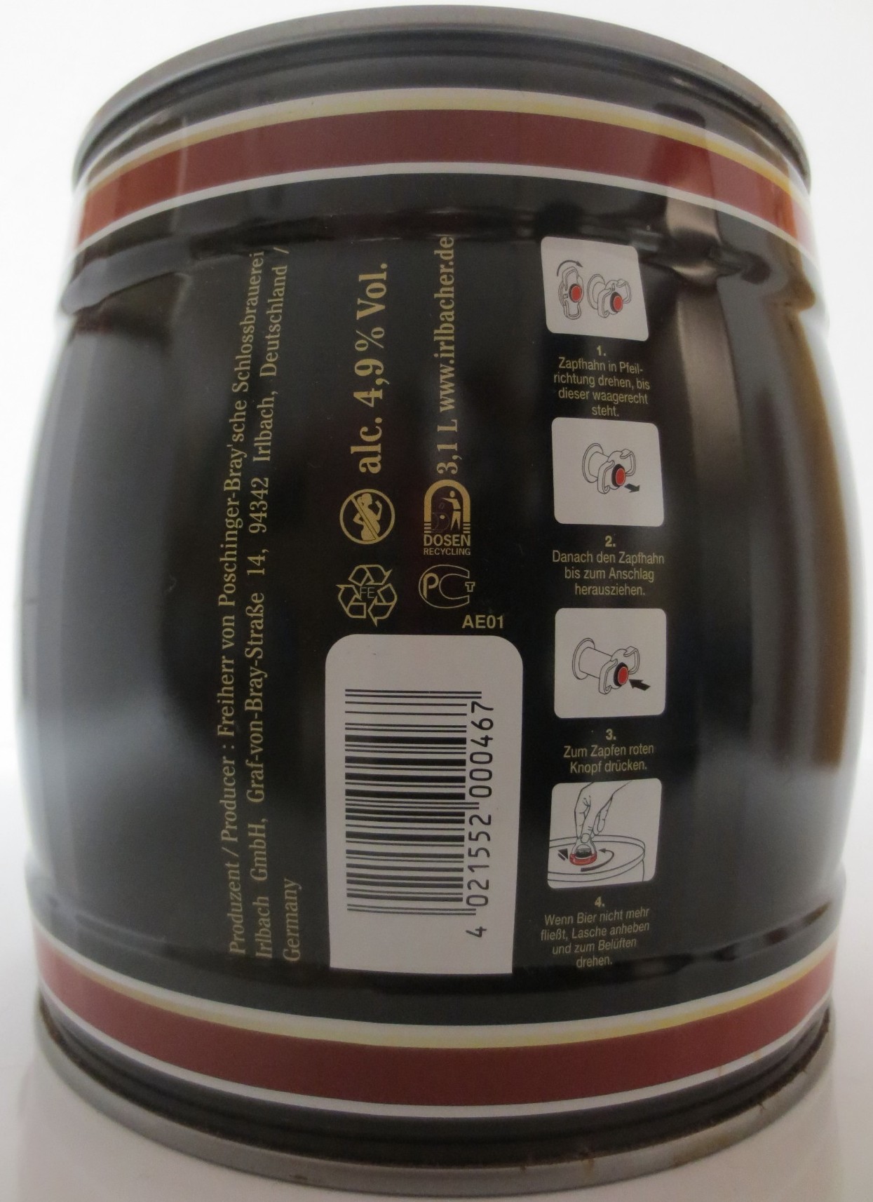 IRLBACHER PREMIUM Schwarzbier (3,1L) Nr.1