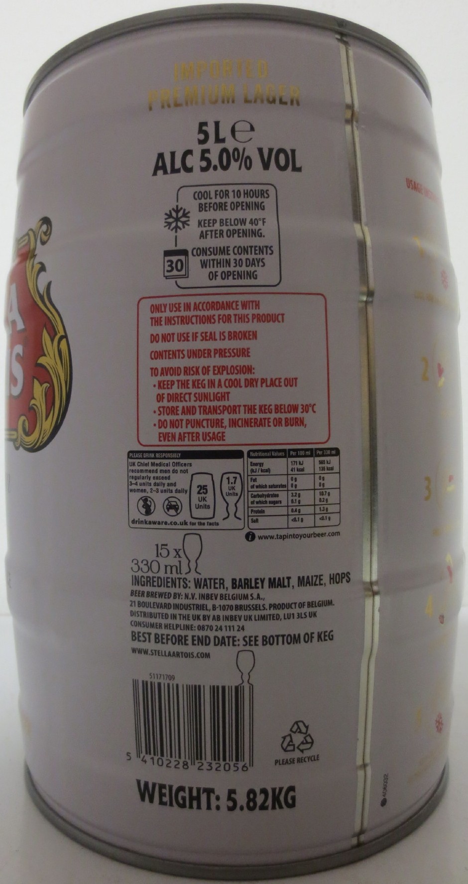 STELLA ARTOIS Belgium DRAUGHT EXPERIENCE (5L) Nr.1 