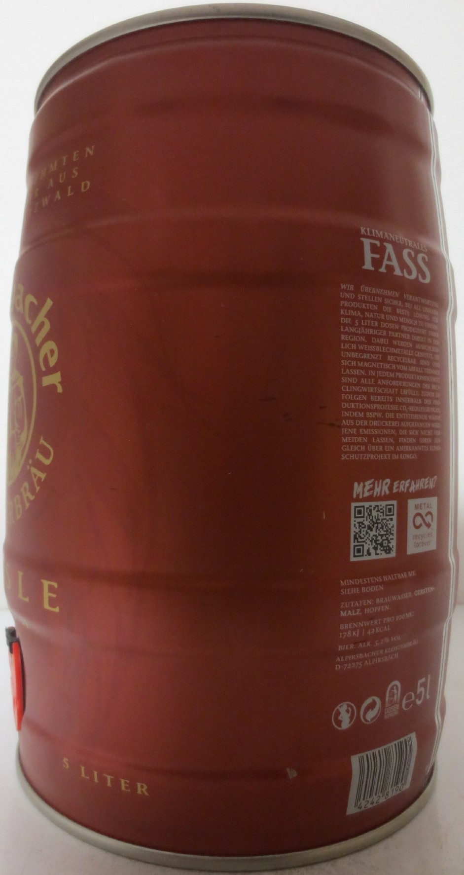 Alpirsbacher KLOSTERBRÄU FÄSSLE EDITION II (5L) Nr.1 