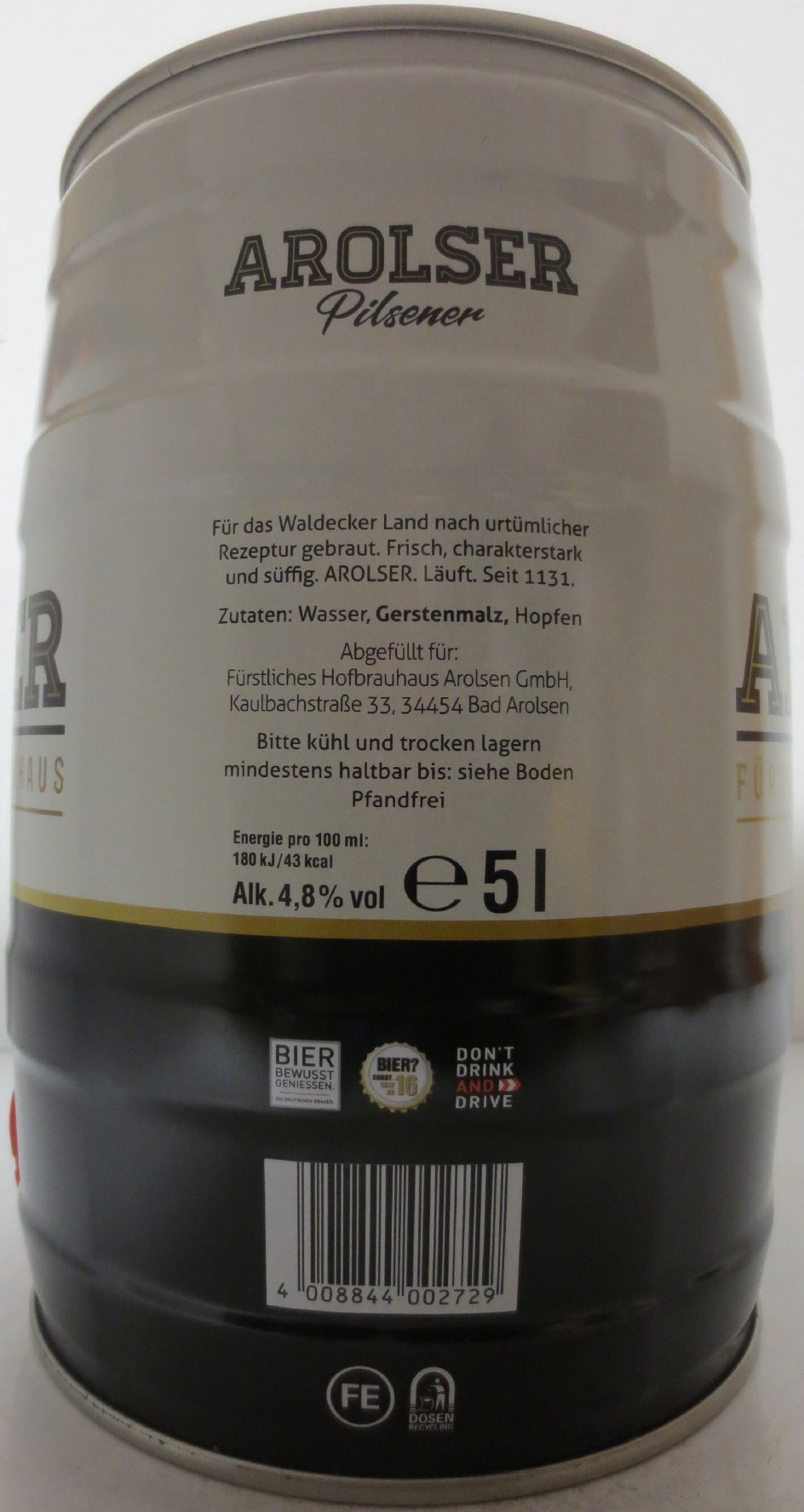 AROLSER FÜRSTLICHES HOFBRAUHAUS Pilsner (5L) Nr.1 