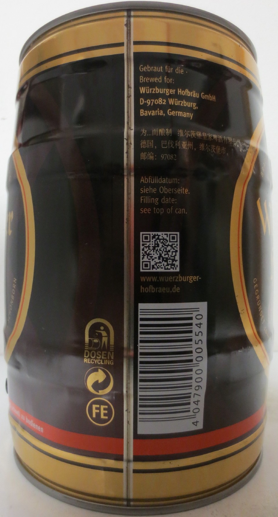 Würzburger hofbräu Schwarzbier (5L) Nr.1 
