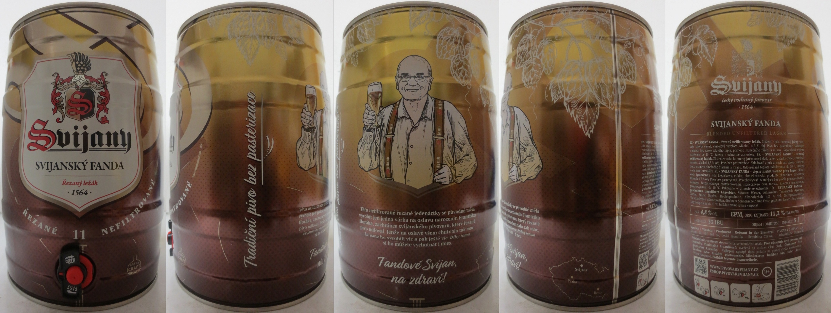Svijany SVIJANSKÝ FANDA Řezaný ležák -1564- ŘEZANÉ 11 NEFILTROVANÉ (5L) č.1 