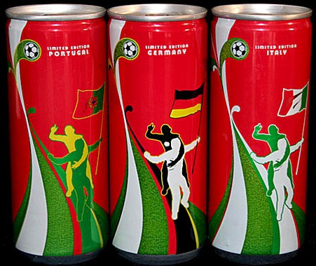 Coca Cola Euro Cup 2008 set from INDONESIA (3 + 3 cans) (33cl) (B/O)