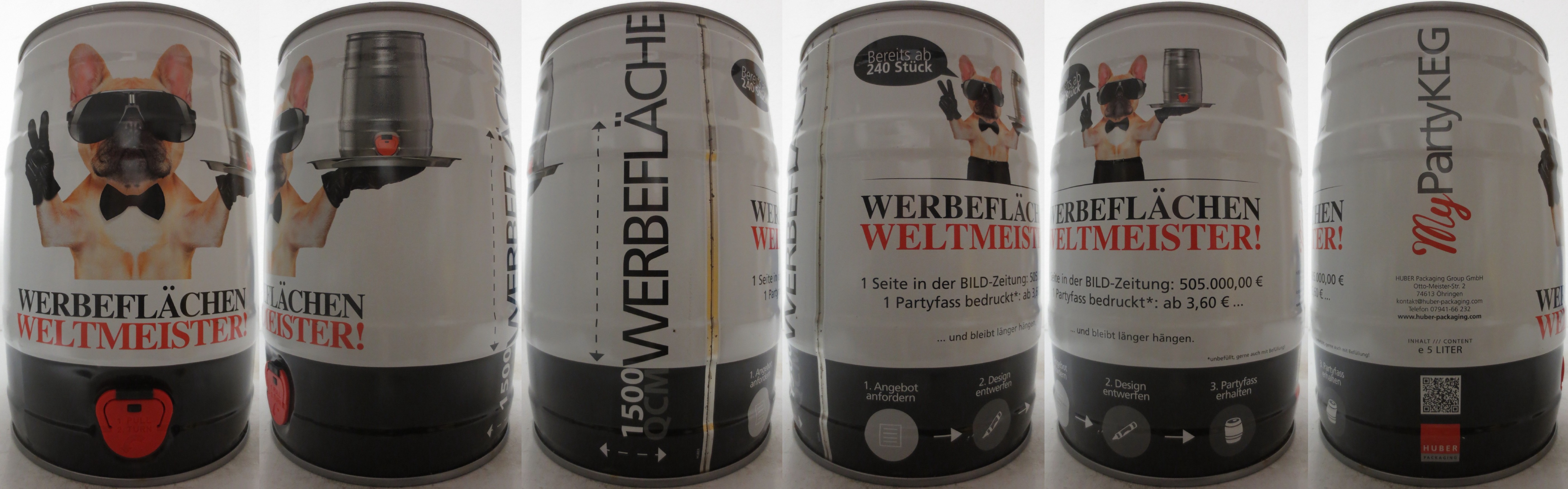 HUBER PACKAGING MyPartyKEG WERBEFLÄCHEN WELTMEISTER! Bereits ab 240 Stück (5L) Nr.1