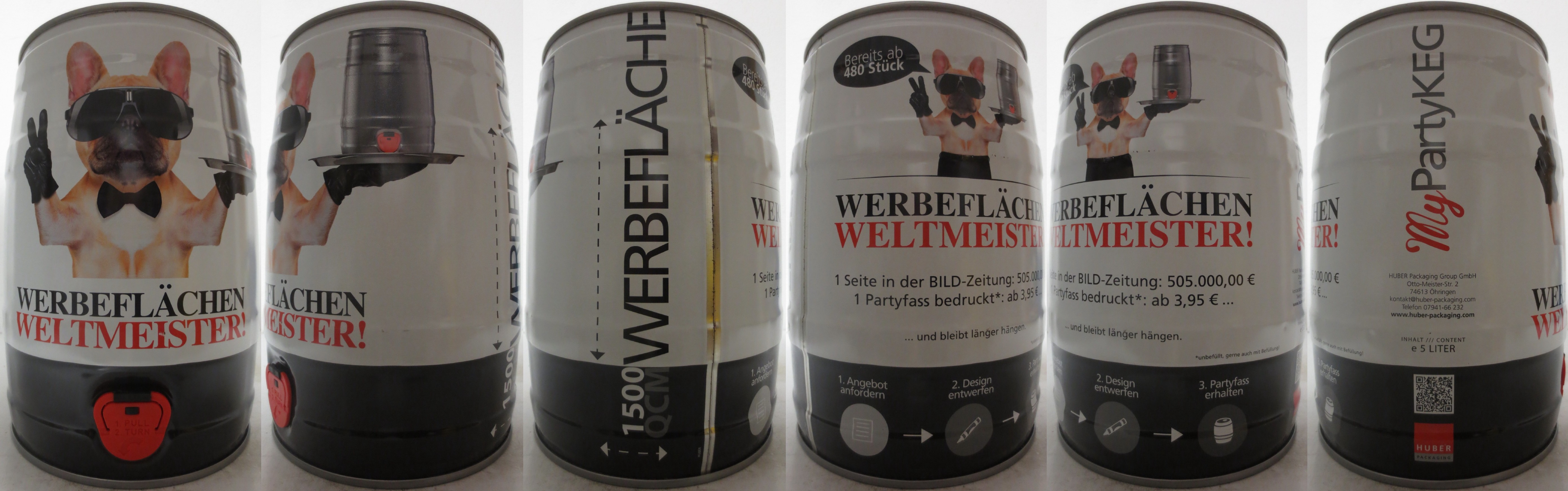 HUBER PACKAGING MyPartyKEG WERBEFLÄCHEN WELTMEISTER! Bereits ab 480 Stück (5L) Nr.1 