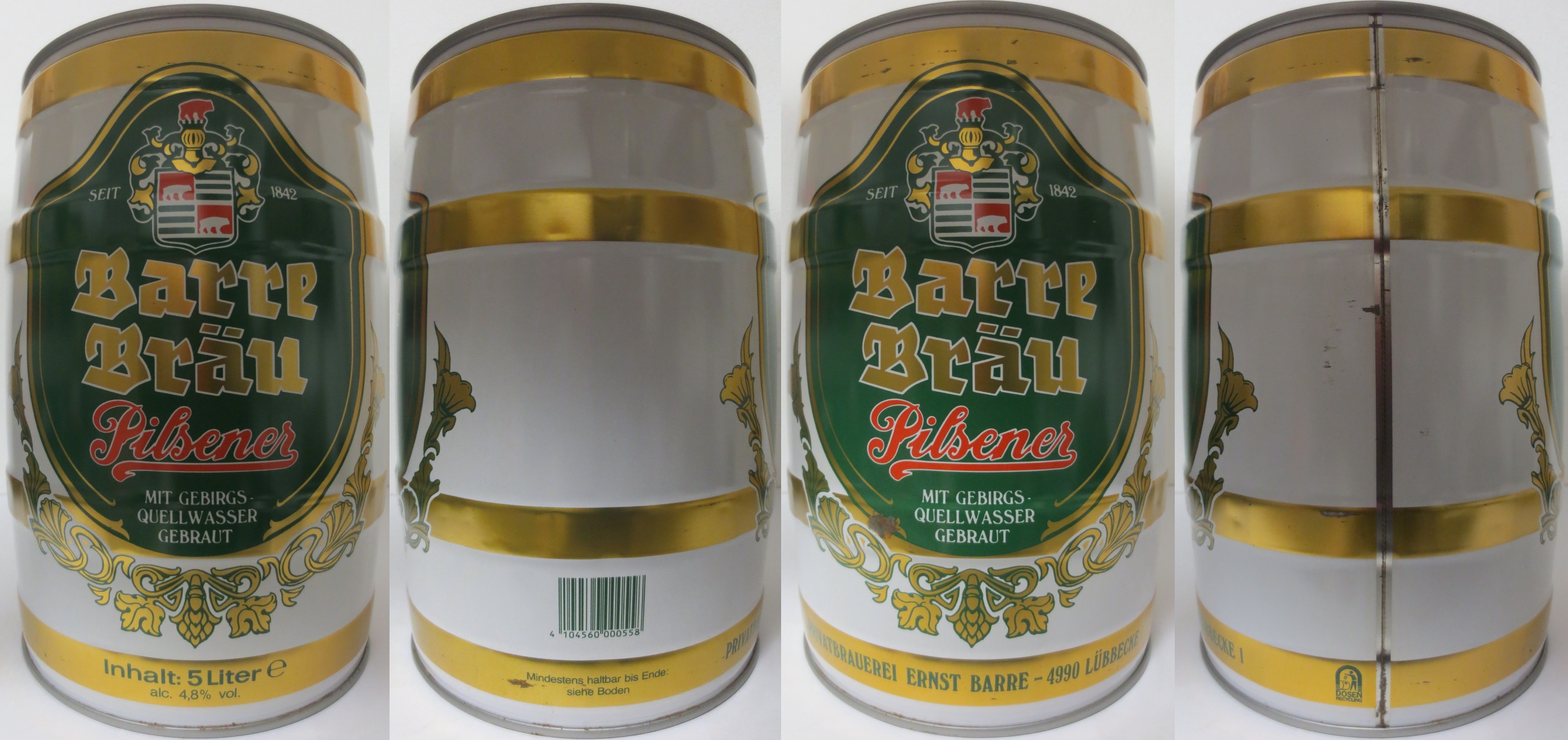 Barre Bräu Pilsener MIT GEBIRGS QUELLWASSER GEBRAUT (5L) Nr.1 