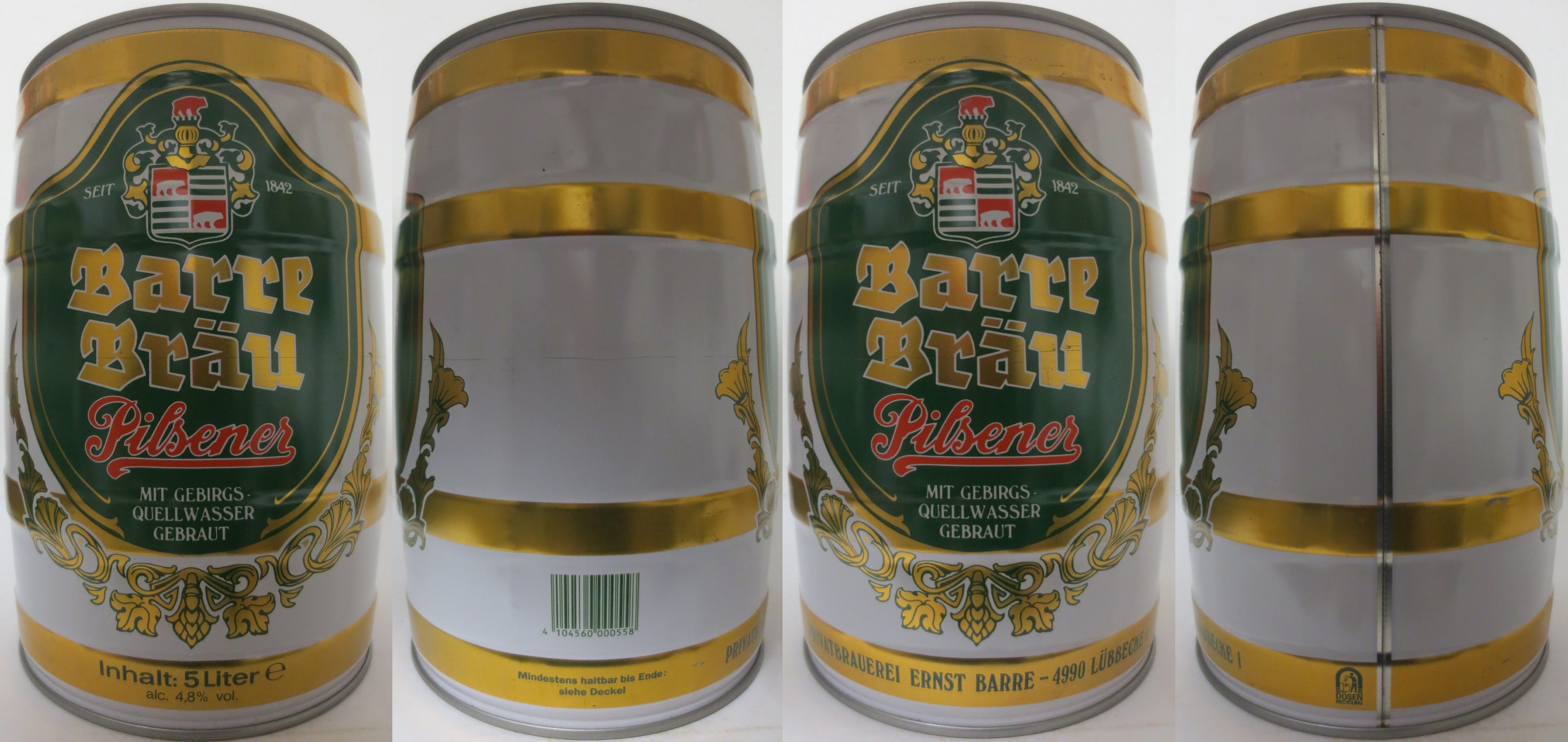 Barre Bräu Pilsener MIT GEBIRGS QUELLWASSER GEBRAUT (5L) Nr.2 