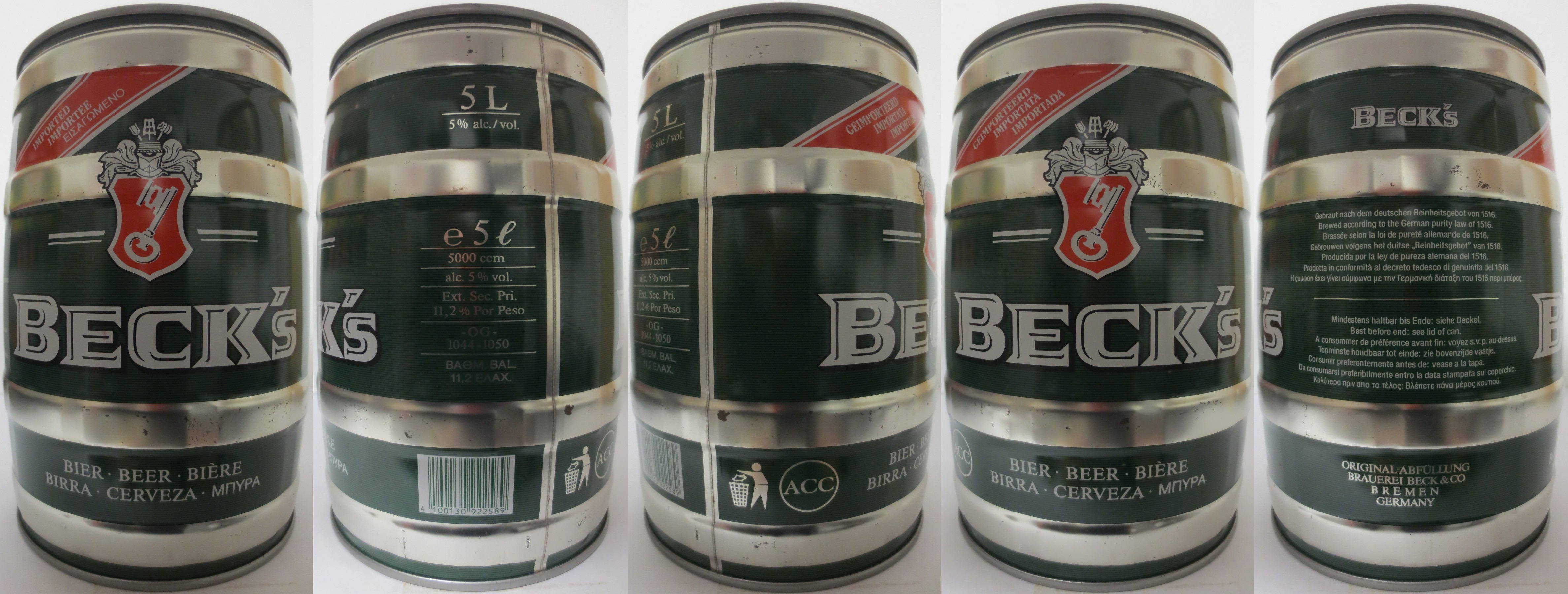 BECK´s BIER.BEER.BIERE.BIRRA.CERVEZA.MNYPA (5L) Nr.1