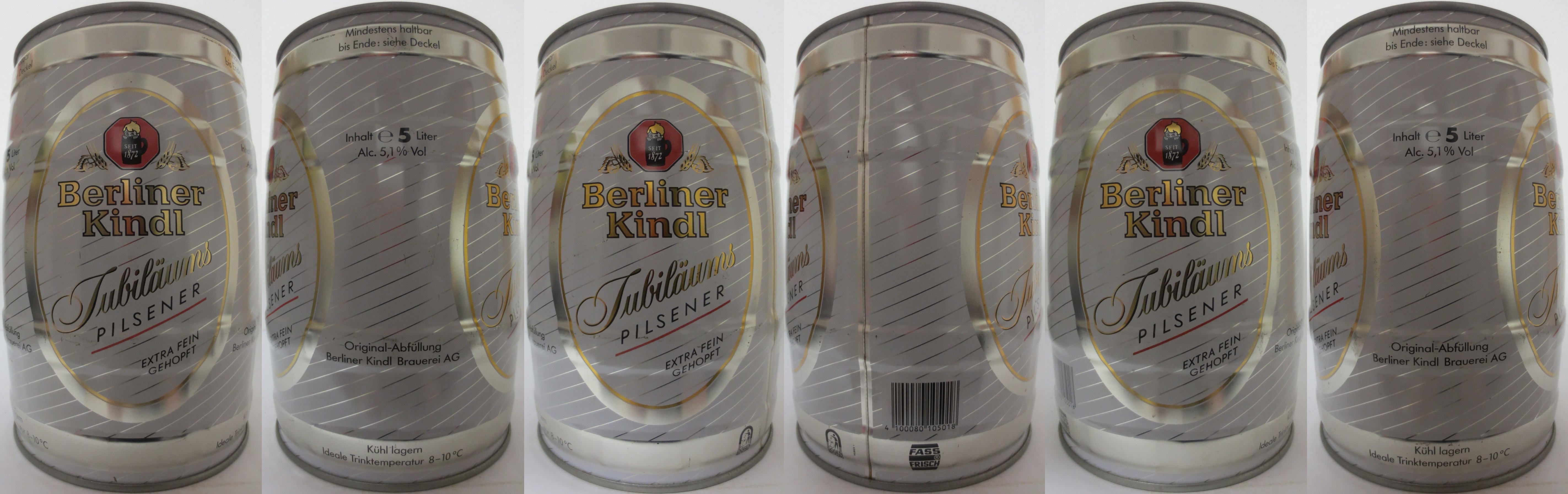Berliner Kindl Jubiläums PILSENER EXTRA FEIN GEHOPT (5L) Nr.1