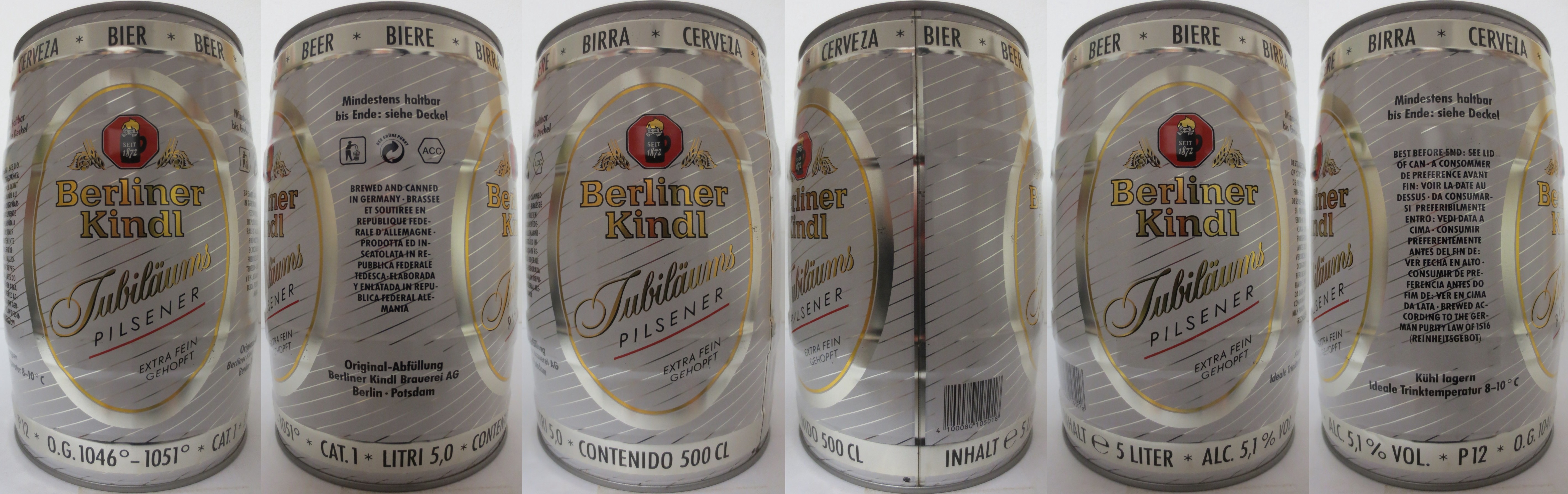 Berliner Kindl Jubiläums PILSENER EXTRA FEIN GEHOPT (5L) Nr.2