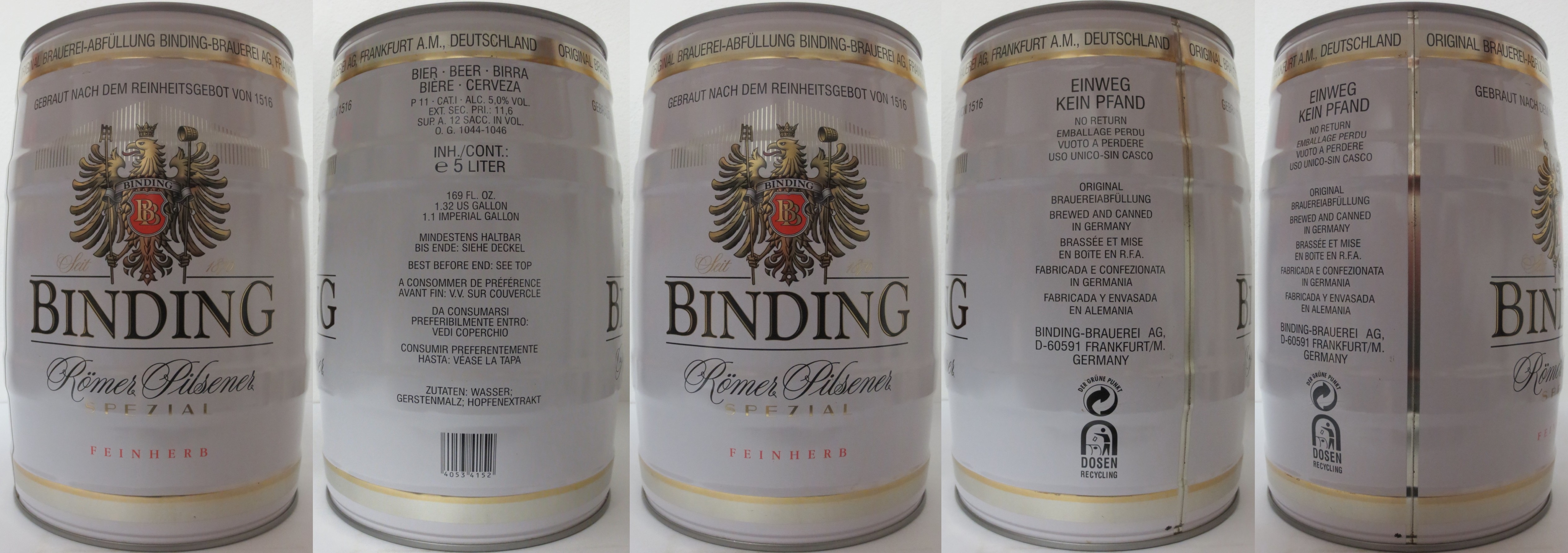 BINDING Römer Pilsener SPEZIAL FEINHERB (5L) Nr.1
