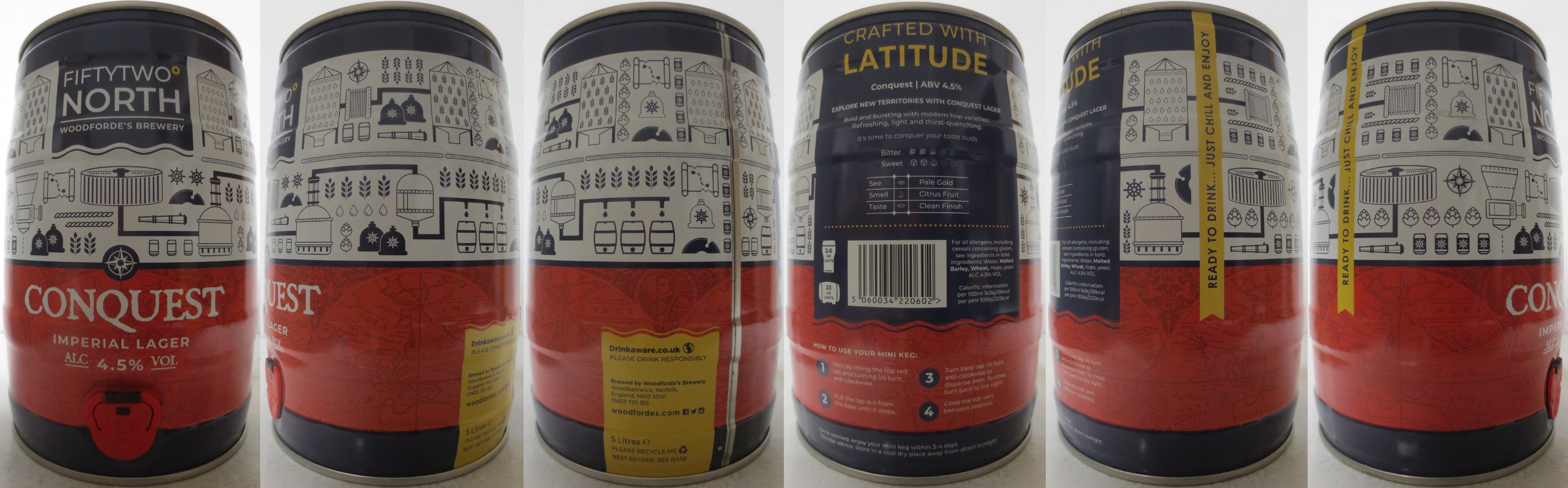 FIFTYTWO NORTH WOODFORDE´S BREWERY CONQUEST IMPERIAL LAGER ALC 4,5% VOL (5L) Nr.1