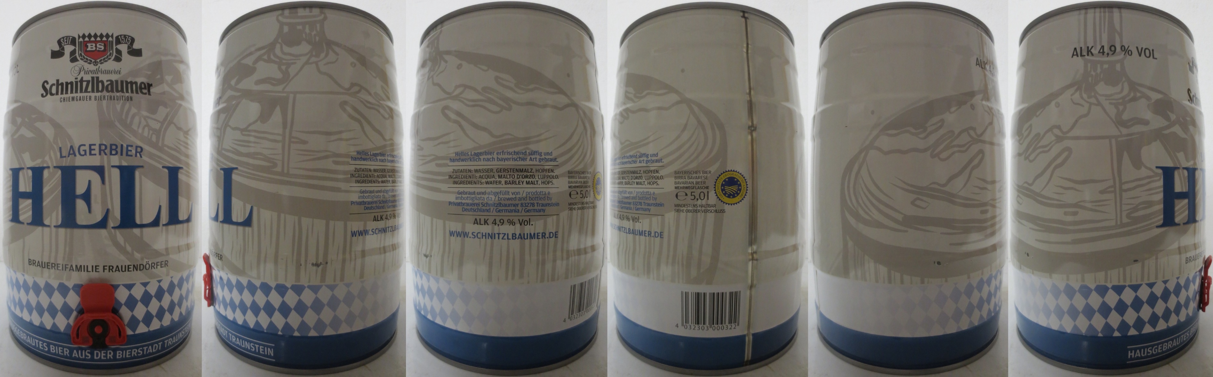 Schnitzlbaumer Privatbrauerei CHIEMGAUER BRAUTRADITION LAGERBIER HELL BRAUFAMILIE FRAUENDÖRFER (5L) Nr.1 