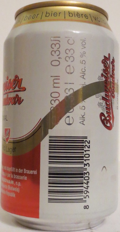 Budweiser Budvar B ORIGINAL Czech Imported Lager (CZ) (33cl) (B/O) č.1