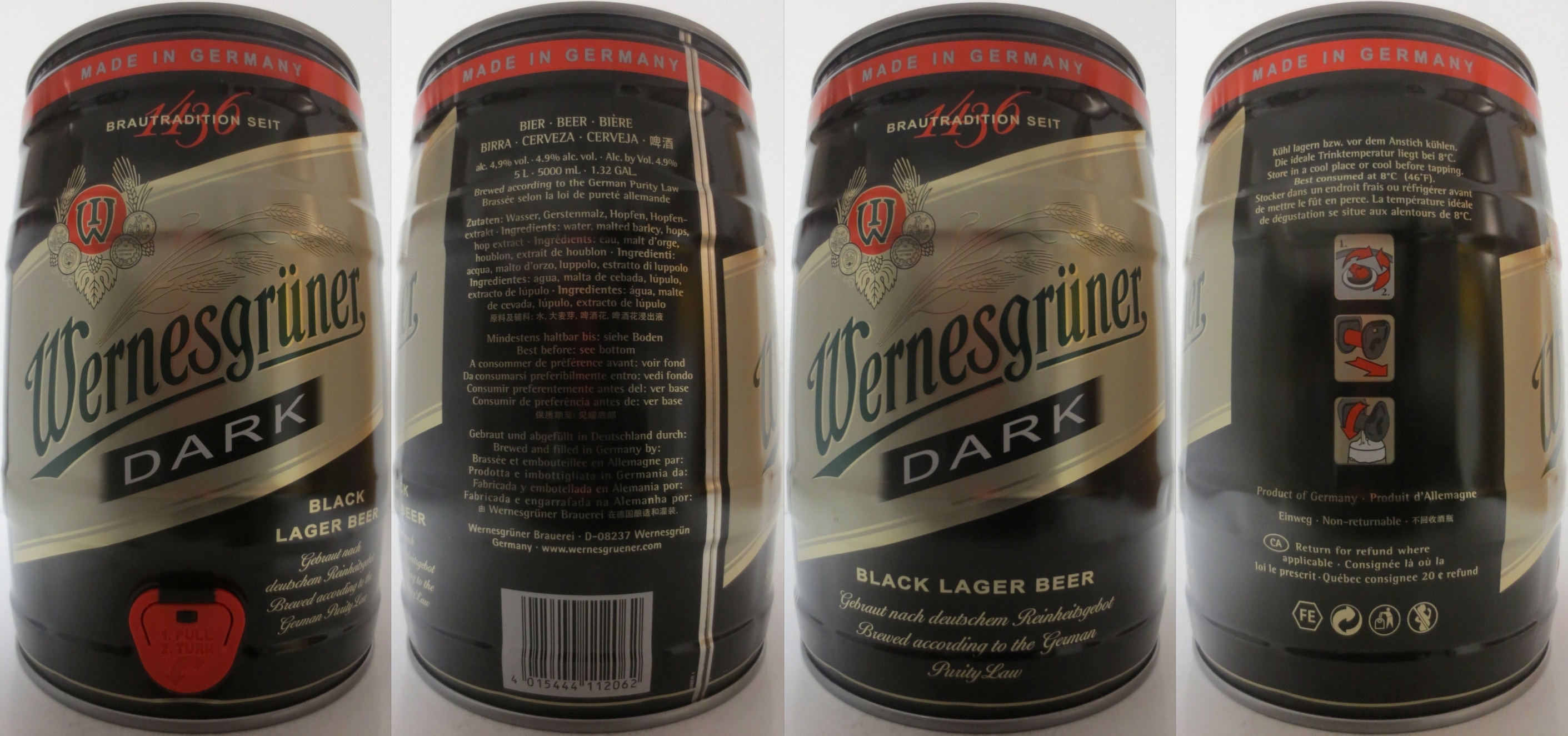 Wernesgrüner DARK BLACK LAGER BEER (5L) Nr.1 