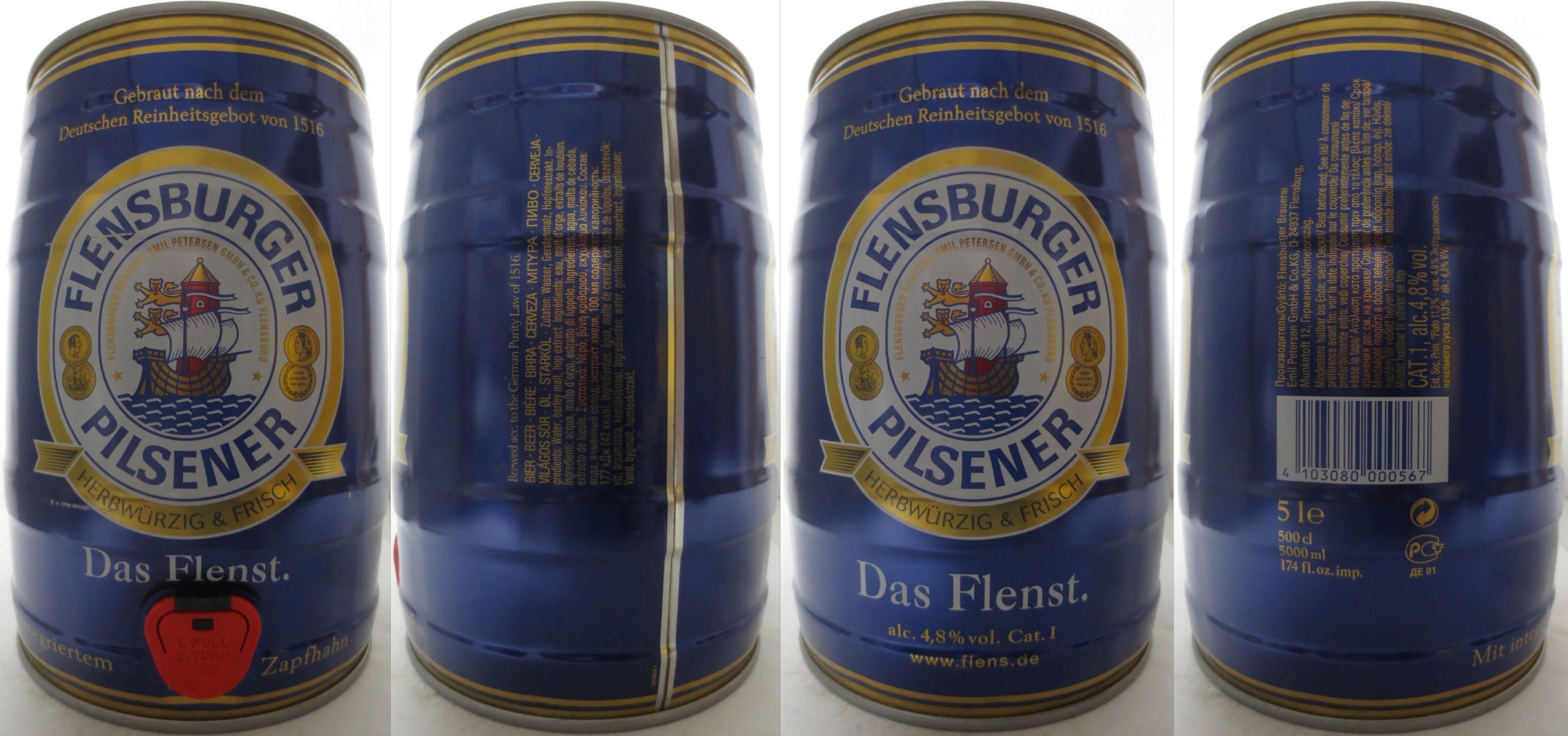 FLENSBURGER PILSENER HERBWÜRZIG & FRISCH Das Flenst. (5L) Nr.1 