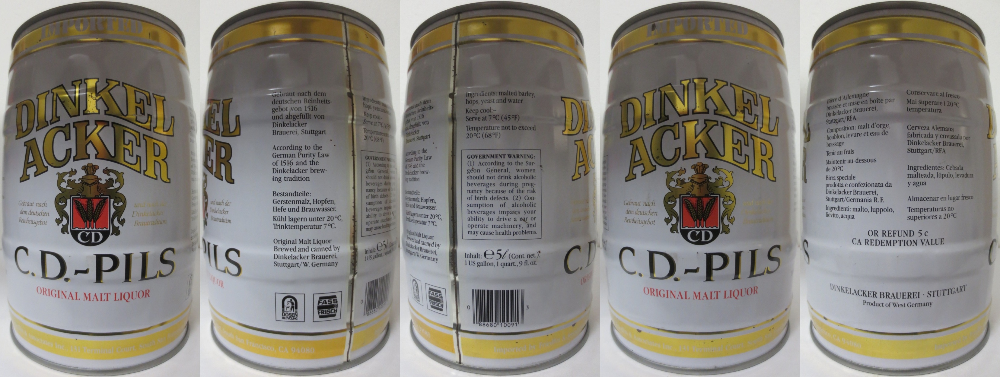 DINKEL ACKER C.D.-PILS ORIGINAL MALT LIQUER (5L) Nr.1 