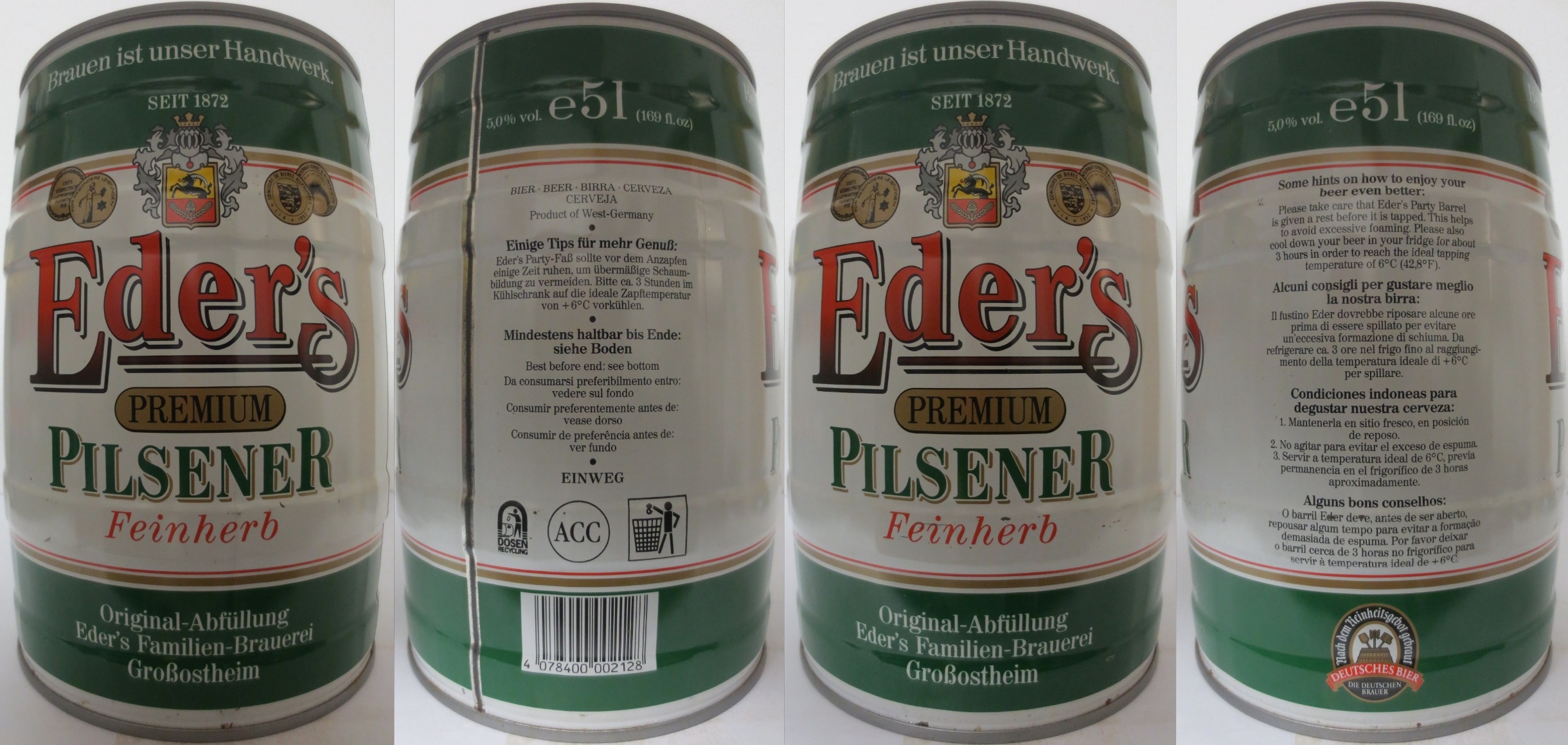 Eder´s PREMIUM PILSENER Feinherb (5L) Nr.1 