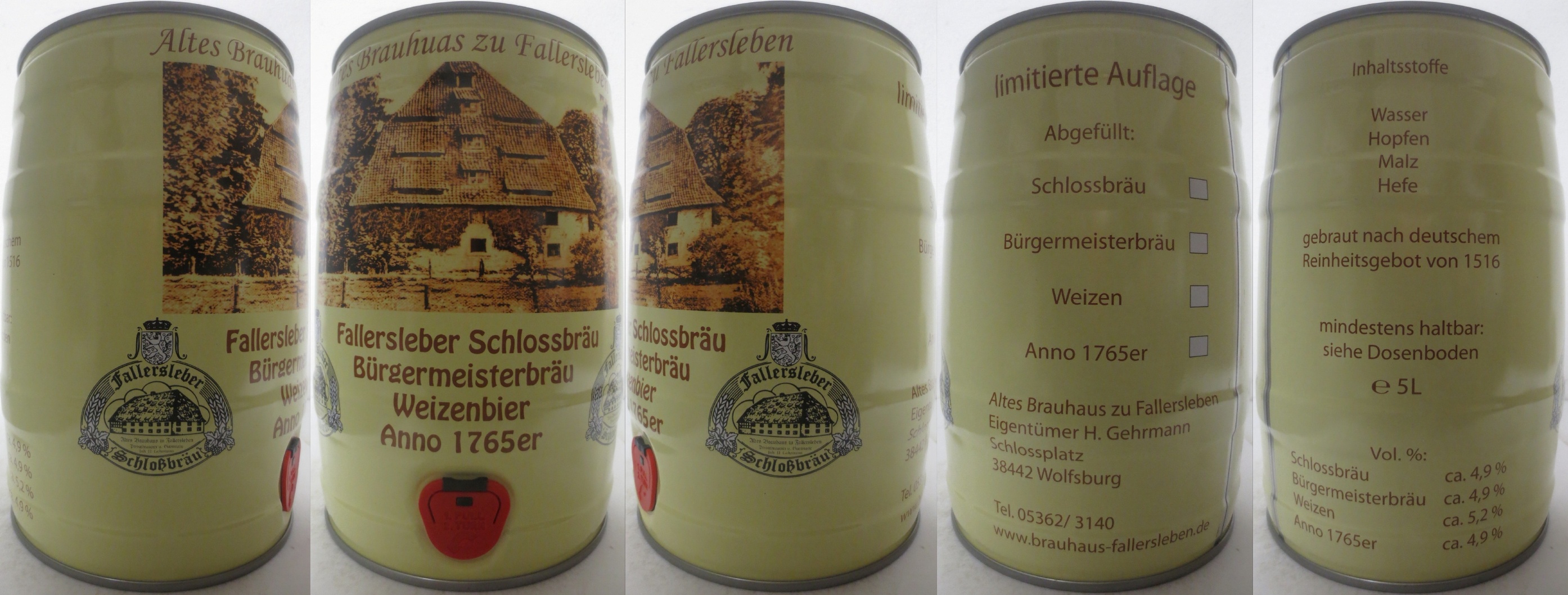Fallersleber Bürgermeisterbräu Schlossbräu Weizenbier Anno 1765er (5L) Nr.1