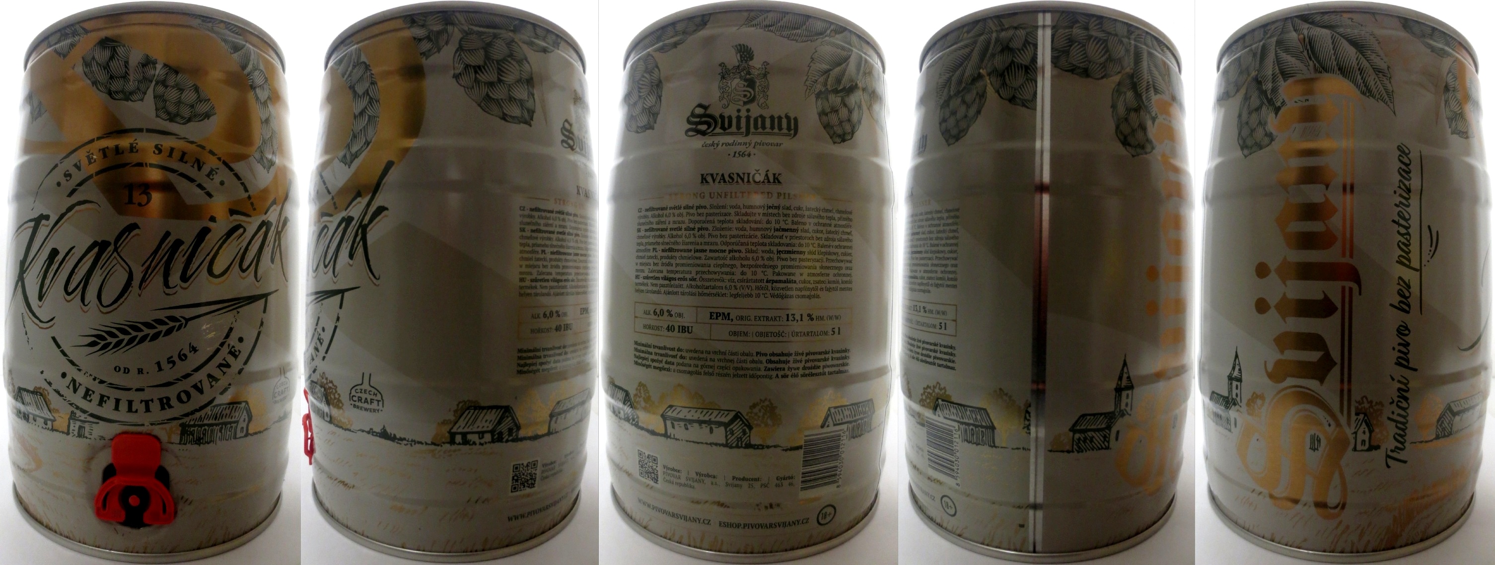 Svijany Český rodinný pivovar .1564. Kvasničák SVĚTLÉ SILNÉ NEFILTROVANÉ (5L) č.2  