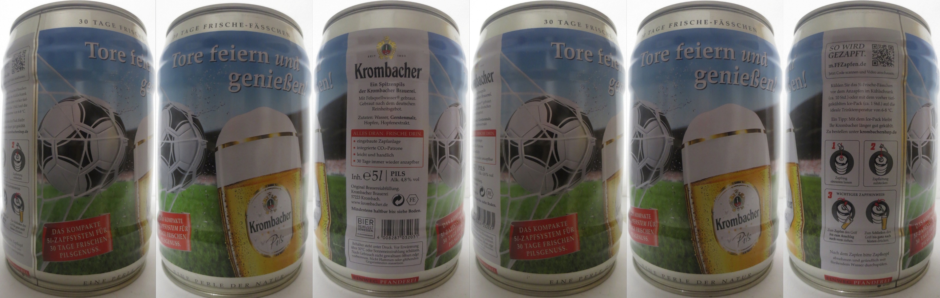 Krombacher Pils Tore feiern und genießen! DAS KOMPAKTE 5l-ZAPFSYSTEM FÜR 30 TAGE FRISCHEN PILSGENUSS. (5L) Nr.1 