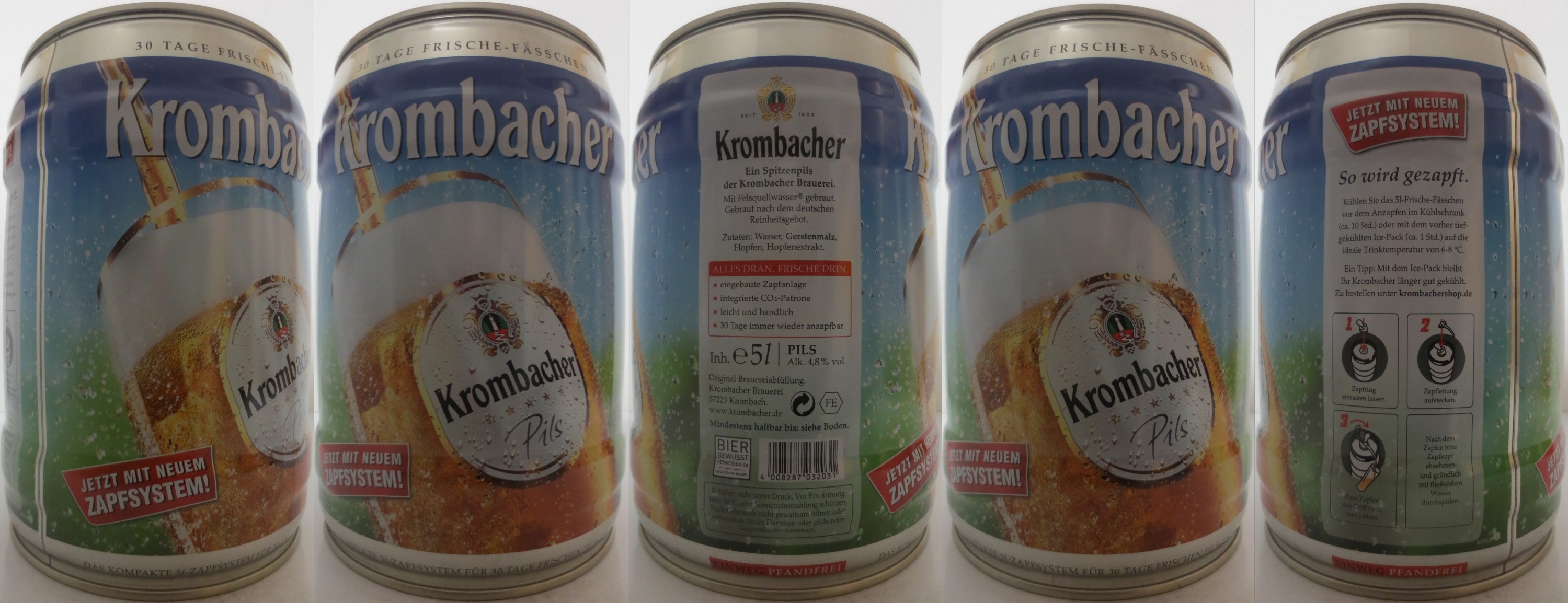 Krombacher Pils DAS JETZT MIT NEUEM ZAPSYSTEM! (5L) Nr.1 