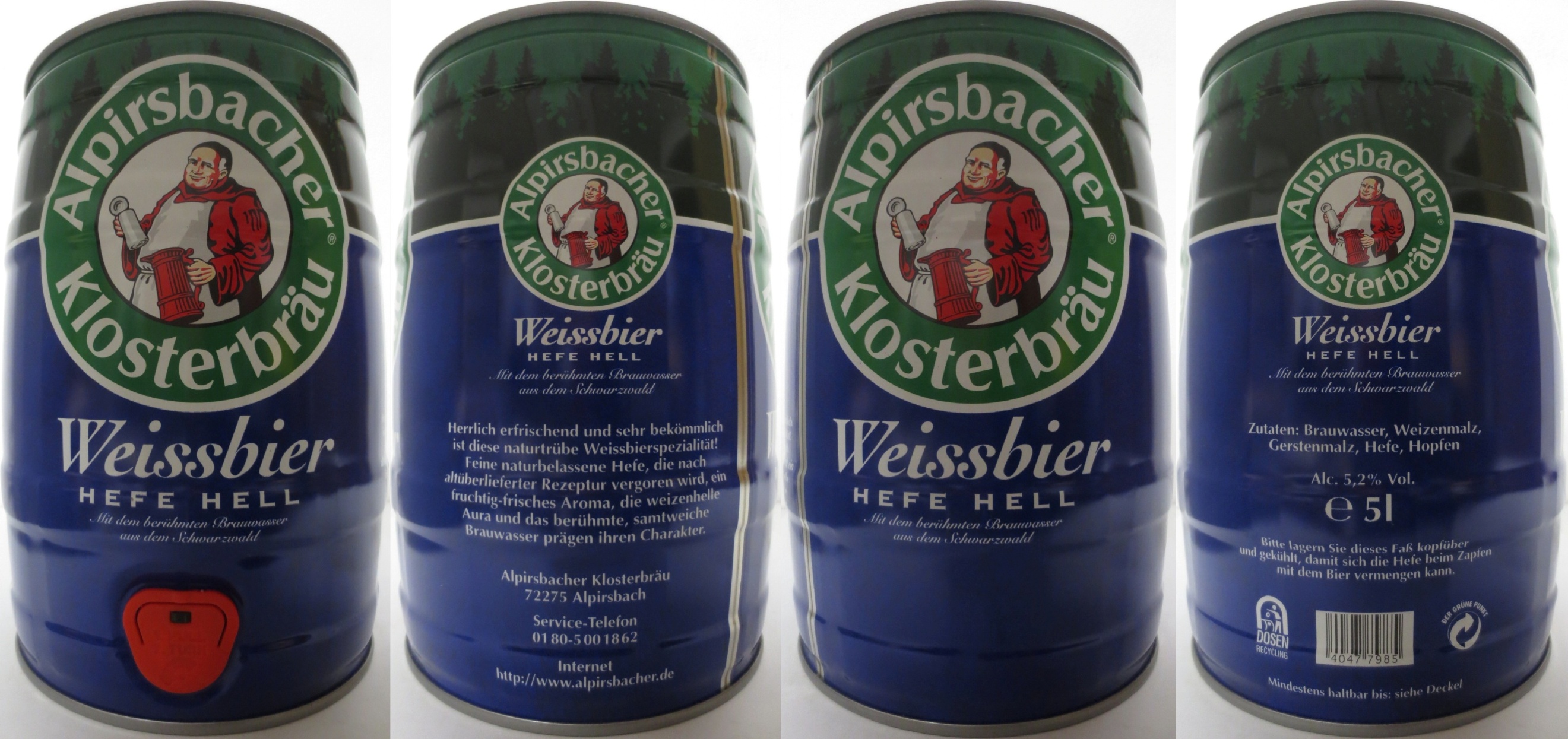 Alpirsbacher Klosterbräu Weissbier HEFE-HELL (5L) Nr.1