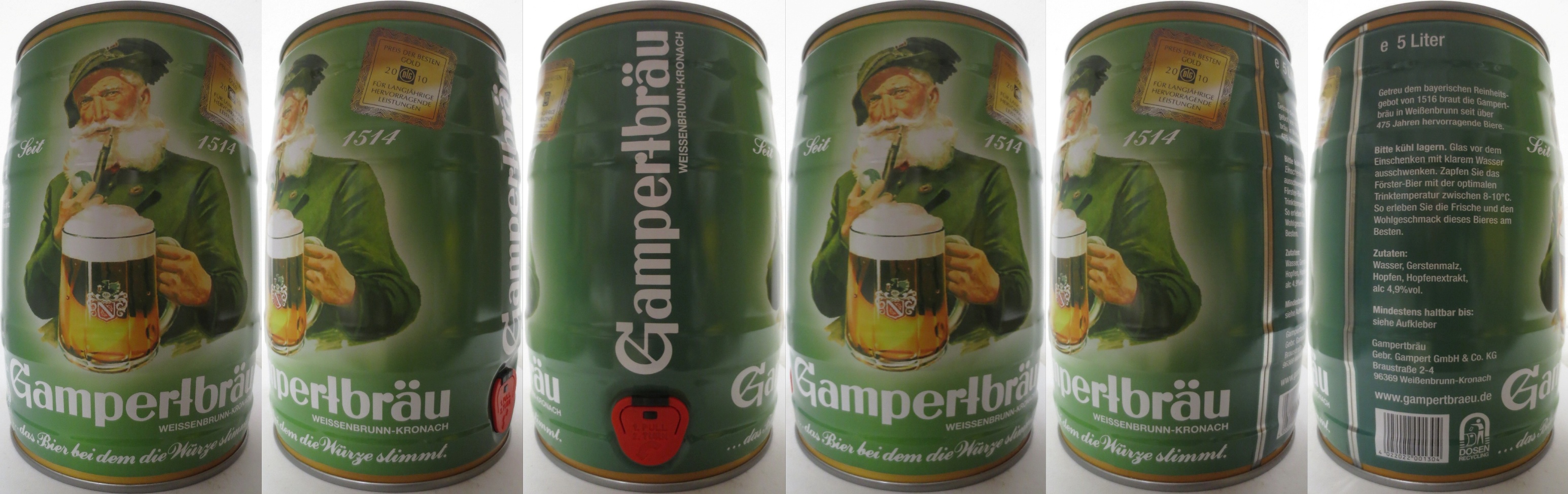 Gampertbräu WEISSENBRUNN-KRONACH PREIS DER BESTEN GOLD 2010 (5L) Nr.1 