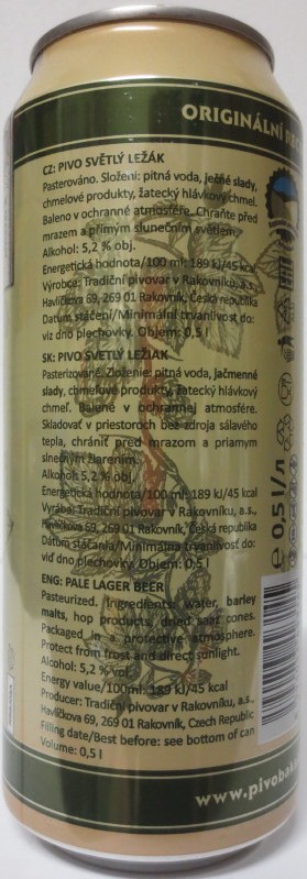 Bakalář SVĚTLÝ LEŽÁK ZA STUDENA CHMELENÝ (50cl) (B/O) č.2