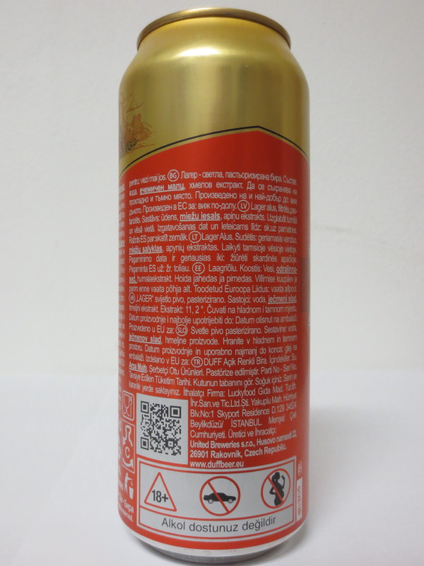 Duff BEER PREMIUM LAGER (50cl)