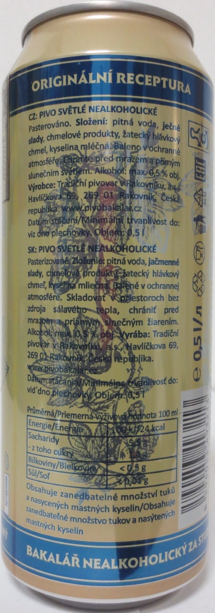 Bakalář NEALKO ZA STUDENA CHMELENÝ (50cl) (B/O) č.2
