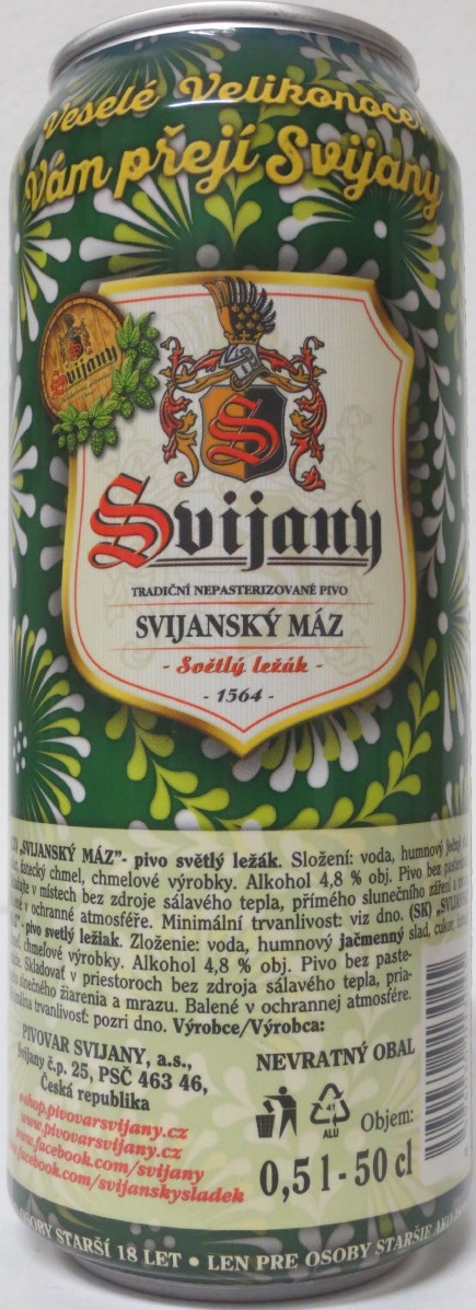 Svijany SVIJANSKÝ MÁZ Nepasterizované Veselé Velikonoce (50cl) (B/O) zelené