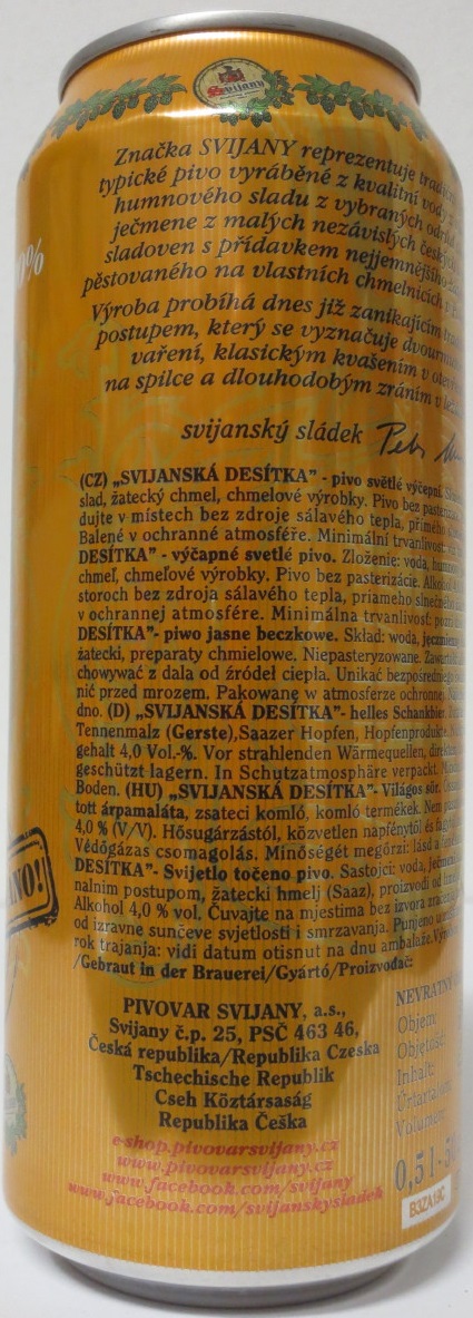 Svijany SVIJANSKÁ DESÍTKA -světlé výčepní- (50cl) (B/O) lesklá verze