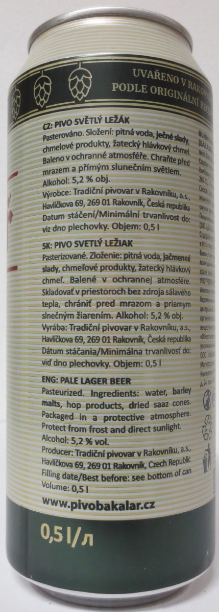 Bakalář Dobré pivo. SVĚTLÝ LEŽÁK ZA STUDENA CHMELENÝ (50cl) (B/O) č.1
