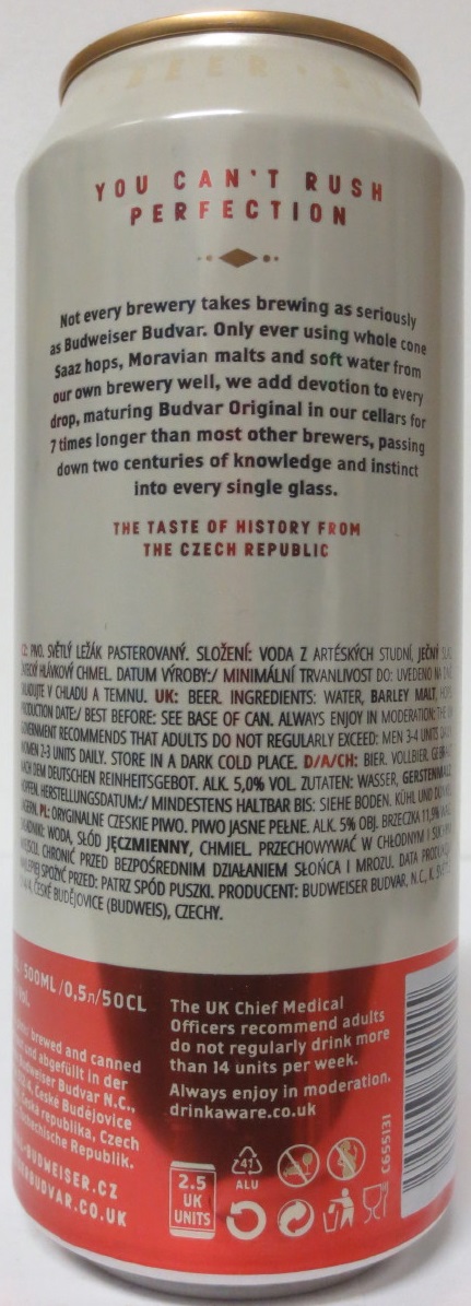 Budvar ORIGINAL CZECH LAGER BUDWEIS CZECH REPUBLIC (50cl) (B/O) Nr.1