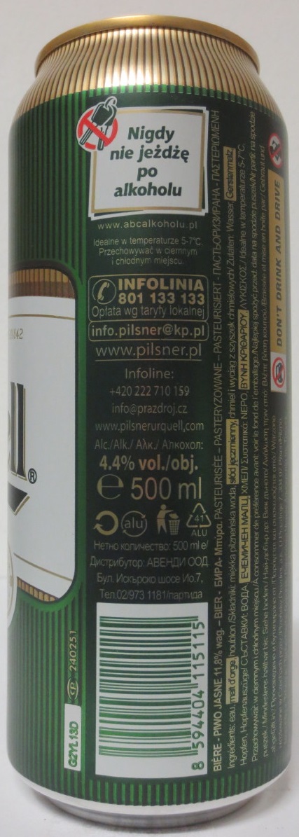 Pilsner Urquell BREWED IN PLZEŇ.CZECH (50cl) (B/O) č.4