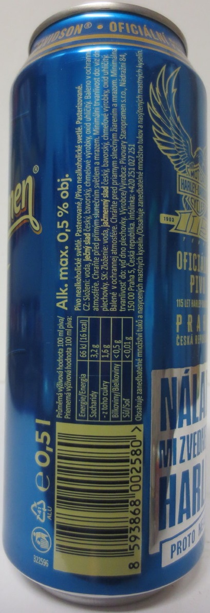 Staropramen NEALKO 6 cans HARLEY (50cl) (B/O) č.1