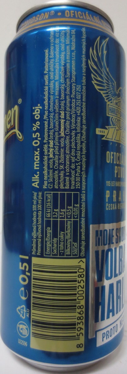 Staropramen NEALKO 6 cans HARLEY (50cl) (B/O) č.2