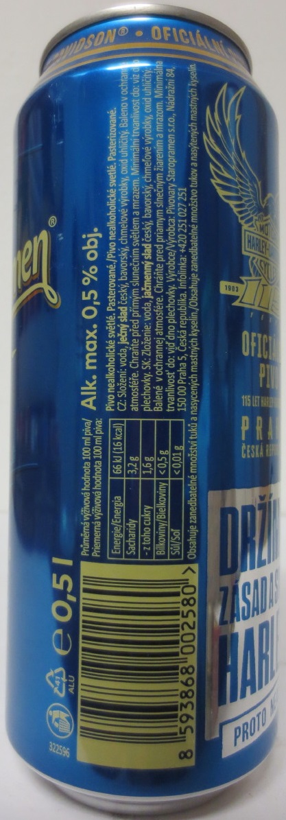 Staropramen NEALKO 6 cans HARLEY (50cl) (B/O) č.5