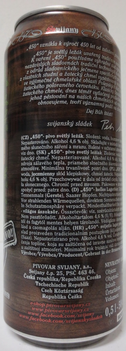 Svijany 450 Prémiový ležák 1564 (50cl) (B/O)