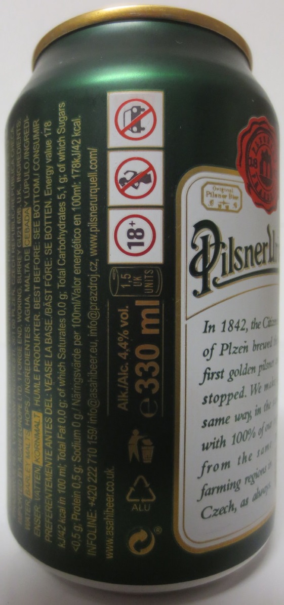 Pilsner Urquell BREWED IN PLZEŇ,CZECH THE ORIGINAL PILSNER IMPORTED (33cl) (B/O) č.3