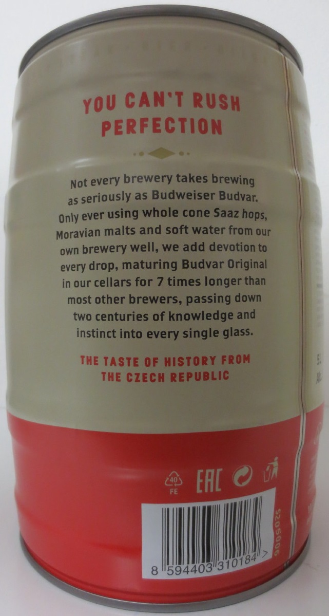 Budvar ORIGINAL CZECH LAGER 5% (5L) č.1 (krémový)