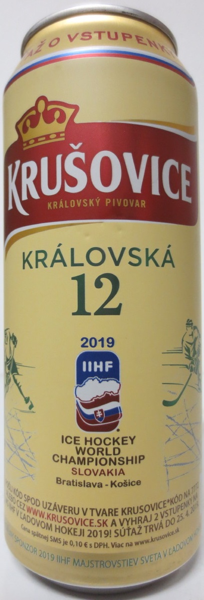 KRUŠOVICE KRÁLOVSKÝ PIVOVAR KRÁLOVSKÁ 12 2019 IIHF (50cl) (B/O)