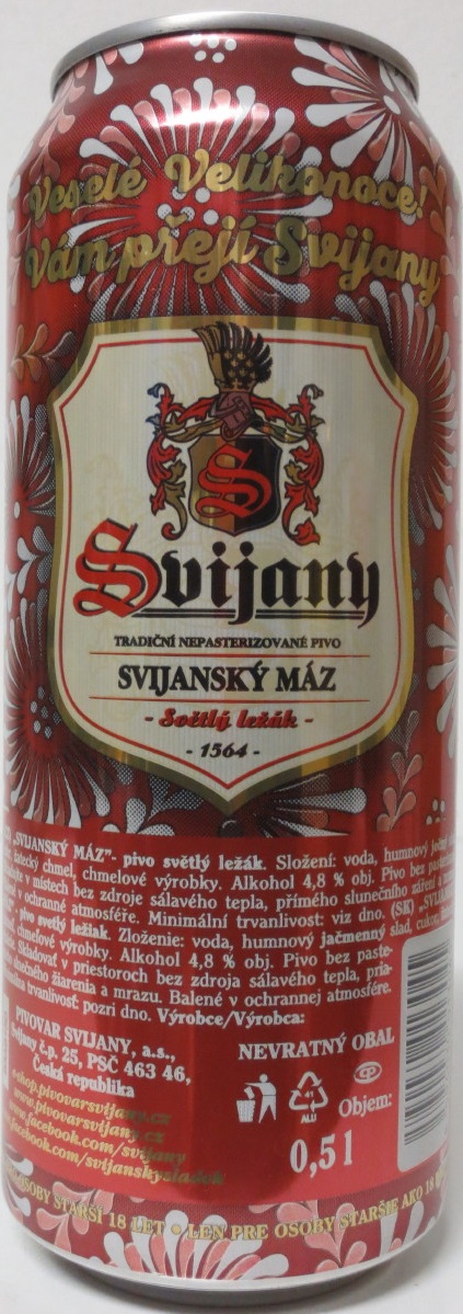 Svijany Nepasterizované Veselé Velikonoce (50cl) (B/O) červená