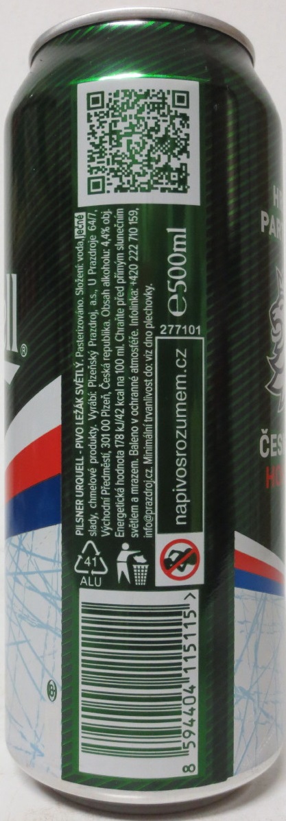 Pilsner Urquell HRDÝ PARTNER ČESKÉHO HOKEJE (50cl) (B/O) Nr.2